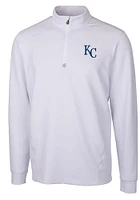 Cutter and Buck Kansas City Royals Mens White Traverse Long Sleeve Qtr Zip Pullover
