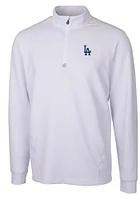 Cutter and Buck Los Angeles Dodgers Mens White Traverse Long Sleeve Qtr Zip Pullover