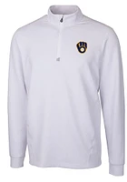Cutter and Buck Milwaukee Brewers Mens White Traverse Long Sleeve Qtr Zip Pullover