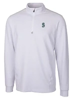 Cutter and Buck Seattle Mariners Mens White Traverse Long Sleeve Qtr Zip Pullover