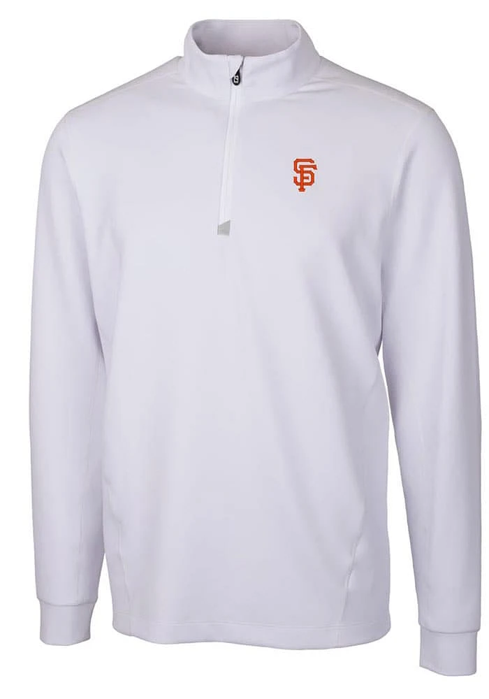 Cutter and Buck San Francisco Giants Mens White Traverse Long Sleeve Qtr Zip Pullover