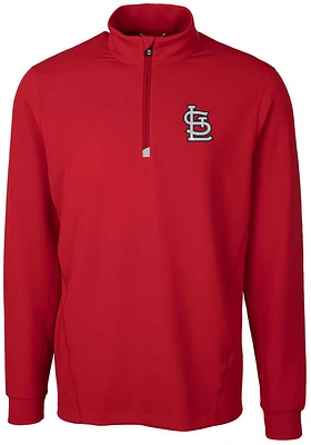 Cutter and Buck St Louis Cardinals Mens STL Logo Traverse Long Sleeve Qtr Zip Pullover