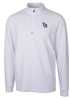 Cutter and Buck Tampa Bay Rays Mens White Traverse Long Sleeve Qtr Zip Pullover