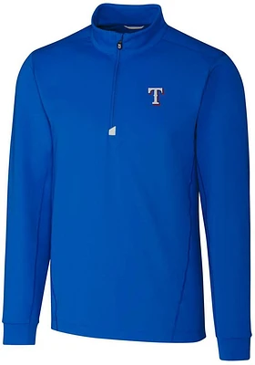 Cutter and Buck Texas Rangers Mens Traverse Stretch Long Sleeve Qtr Zip Pullover