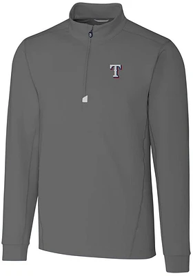 Cutter and Buck Texas Rangers Mens Traverse Stretch Long Sleeve Qtr Zip Pullover