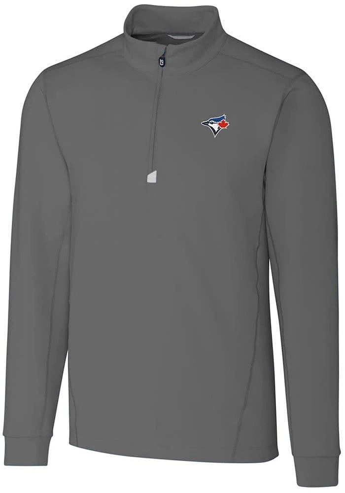 Cutter and Buck Toronto Blue Jays Mens Traverse Stretch Long Sleeve Qtr Zip Pullover