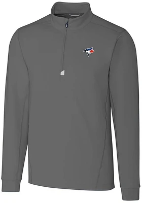 Cutter and Buck Toronto Blue Jays Mens Traverse Stretch Long Sleeve Qtr Zip Pullover