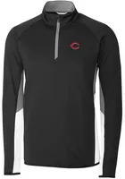 Cutter and Buck Cincinnati Reds Mens Traverse Colorblock Long Sleeve 1/4 Zip Pullover