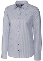 Cutter and Buck Southern University Jaguars Womens Stretch Oxford Stripe Long Sleeve Charcoal Dr..
