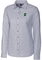 Cutter and Buck UNCC 49ers Womens Stretch Oxford Stripe Long Sleeve Charcoal Dress Shirt
