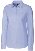 Cutter and Buck Kentucky Wildcats Womens Stretch Oxford Stripe Long Sleeve Blue Dress Shirt