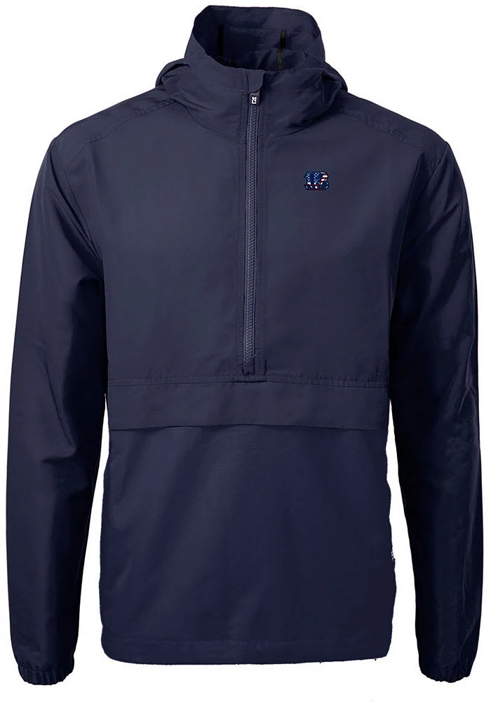 Cutter and Buck Cincinnati Bengals Mens Navy Blue Americana Charter Eco Pullover Jackets