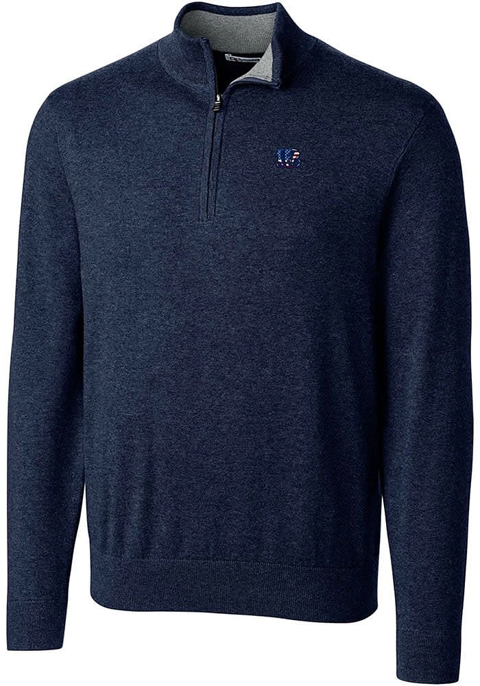 Cutter and Buck Cincinnati Bengals Mens Navy Blue Lakemont Long Sleeve 1/4 Zip Pullover