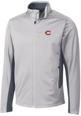 Cutter and Buck Cincinnati Reds Mens Navigate Softshell Light Weight Jacket