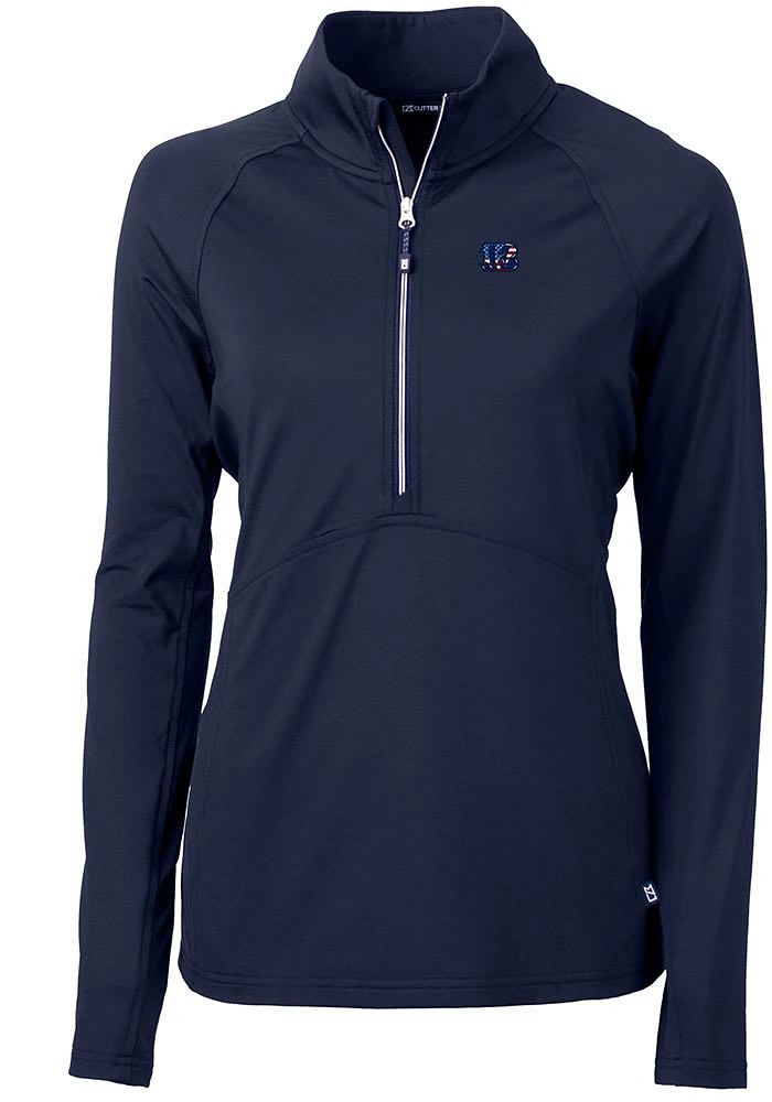 Cutter and Buck Cincinnati Bengals Womens Navy Blue Adapt Eco Qtr Zip