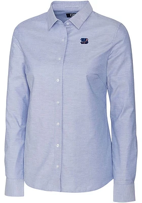 Cutter and Buck Cincinnati Bengals Womens Stretch Oxford Long Sleeve Light Blue Dress Shirt