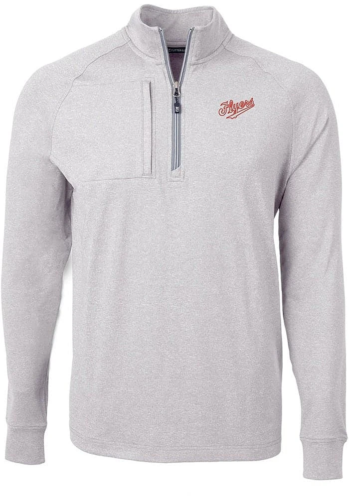 Cutter and Buck Dayton Flyers Mens Grey Vault Adapt Eco Long Sleeve 1/4 Zip Pullover