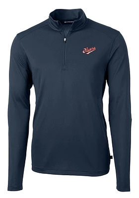 Cutter and Buck Dayton Flyers Mens Navy Blue Vault Virtue Eco Pique Long Sleeve 1/4 Zip Pullover