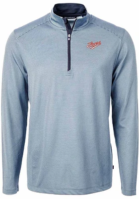 Cutter and Buck Dayton Flyers Mens Light Blue Virtue Eco Pique Vault Long Sleeve 1/4 Zip Pullove..