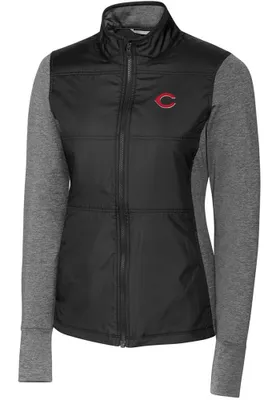 Cutter and Buck Cincinnati Reds Womens Stealth Hybrid Quilted Medium Weight Jacket