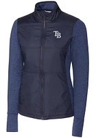 Cutter and Buck Tampa Bay Rays Womens Navy Blue Stealth Hybrid Quilted Medium Weight Jacket