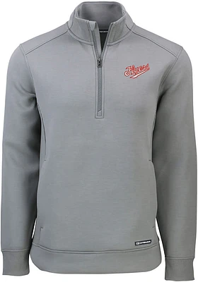 Cutter and Buck Dayton Flyers Mens Grey Roam Vault Long Sleeve 1/4 Zip Pullover