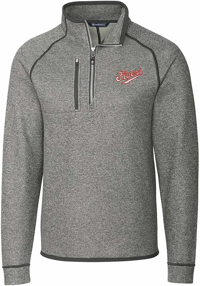 Cutter and Buck Dayton Flyers Mens Grey Mainsail Vault Long Sleeve Qtr Zip Pullover