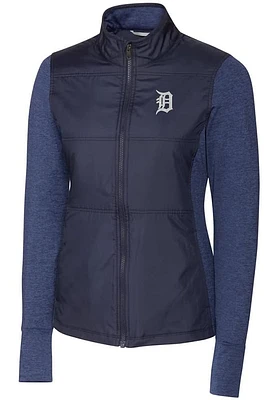 Cutter and Buck Detroit Tigers Womens Navy Blue Stealth Hybrid Quilted Medium Weight Jacket