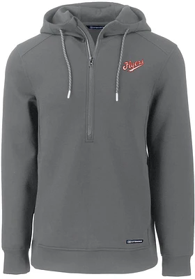 Cutter and Buck Dayton Flyers Mens Grey Roam Vault Long Sleeve Hoodie