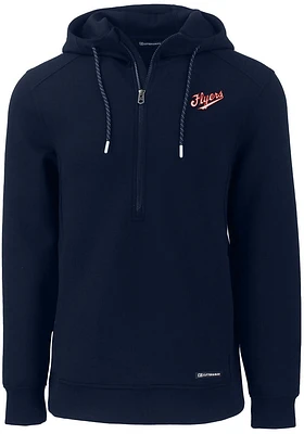 Cutter and Buck Dayton Flyers Mens Navy Blue Roam Vault Long Sleeve Hoodie