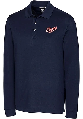 Cutter and Buck Dayton Flyers Mens Navy Blue Advantage Vault Long Sleeve Polo Shirt