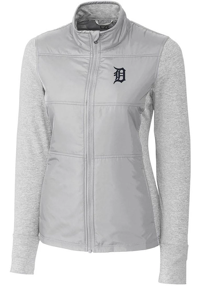 Cutter and Buck Detroit Tigers Womens Grey Stealth Hybrid Quilted Medium Weight Jacket