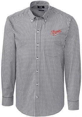 Cutter and Buck Dayton Flyers Mens Charcoal Easy Care Vault Long Sleeve Dress Shirt