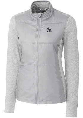 Cutter and Buck New York Yankees Womens Grey Stealth Hybrid Quilted Medium Weight Jacket