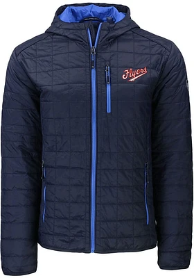 Cutter and Buck Dayton Flyers Mens Navy Blue Rainier PrimaLoft Hooded Vault Filled Jacket