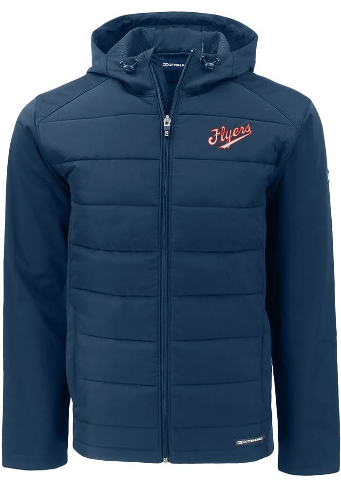 Cutter and Buck Dayton Flyers Mens Navy Blue Evoke Hood Vault Heavyweight Jacket