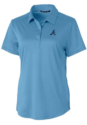 Cutter and Buck Atlanta Braves Womens Light Blue Prospect Textured Short Sleeve Polo Shirt