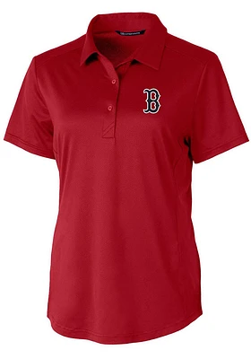 Cutter and Buck Boston Red Sox Womens Cardinal Prospect Textured Short Sleeve Polo Shirt