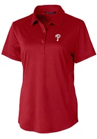 Cutter and Buck Philadelphia Phillies Womens Cardinal Prospect Textured Short Sleeve Polo Shirt