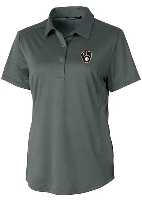 Cutter and Buck Milwaukee Brewers Womens Prospect Textured Short Sleeve Polo Shirt
