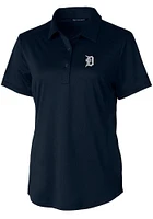 Cutter and Buck Detroit Tigers Womens Navy Blue Prospect Textured Short Sleeve Polo Shirt