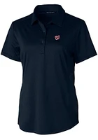 Cutter and Buck Washington Nationals Womens Navy Blue Prospect Textured Short Sleeve Polo Shirt