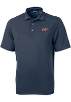 Cutter and Buck Dayton Flyers Mens Navy Blue Vault Virtue Eco Pique Short Sleeve Polo