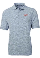 Cutter and Buck Dayton Flyers Mens Navy Blue Vault Virtue Eco Pique Botanical Short Sleeve Polo