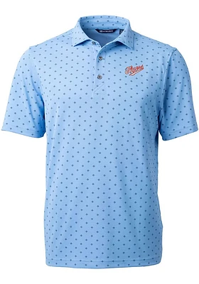 Cutter and Buck Dayton Flyers Mens Light Blue Vault Virtue Eco Pique Tile Short Sleeve Polo