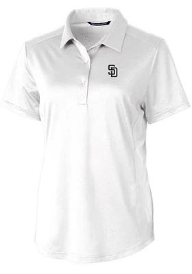 Cutter and Buck San Diego Padres Womens White Prospect Textured Short Sleeve Polo Shirt