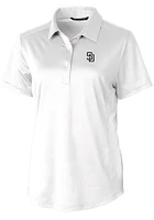 Cutter and Buck San Diego Padres Womens White Prospect Textured Short Sleeve Polo Shirt