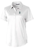 Cutter and Buck Seattle Mariners Womens White Prospect Textured Short Sleeve Polo Shirt