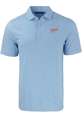 Cutter and Buck Dayton Flyers Mens Light Blue Forge Double Stripe Vault Short Sleeve Polo