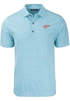 Cutter and Buck Dayton Flyers Mens Light Blue Forge Heather Stripe Vault Short Sleeve Polo